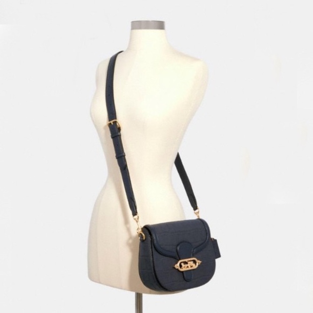 This is a Coach Jade Saddle Bag in crocodile-embossed leather Jade Saddle Bag - Picture 3 of 6
